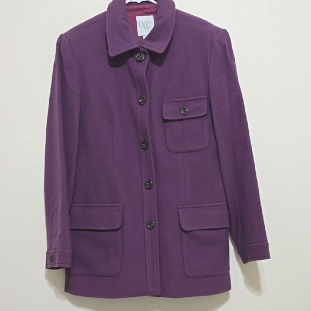 - Clifford and WILLS Deep Purple Tailored Utility‎ Jacket with Notched Coll…